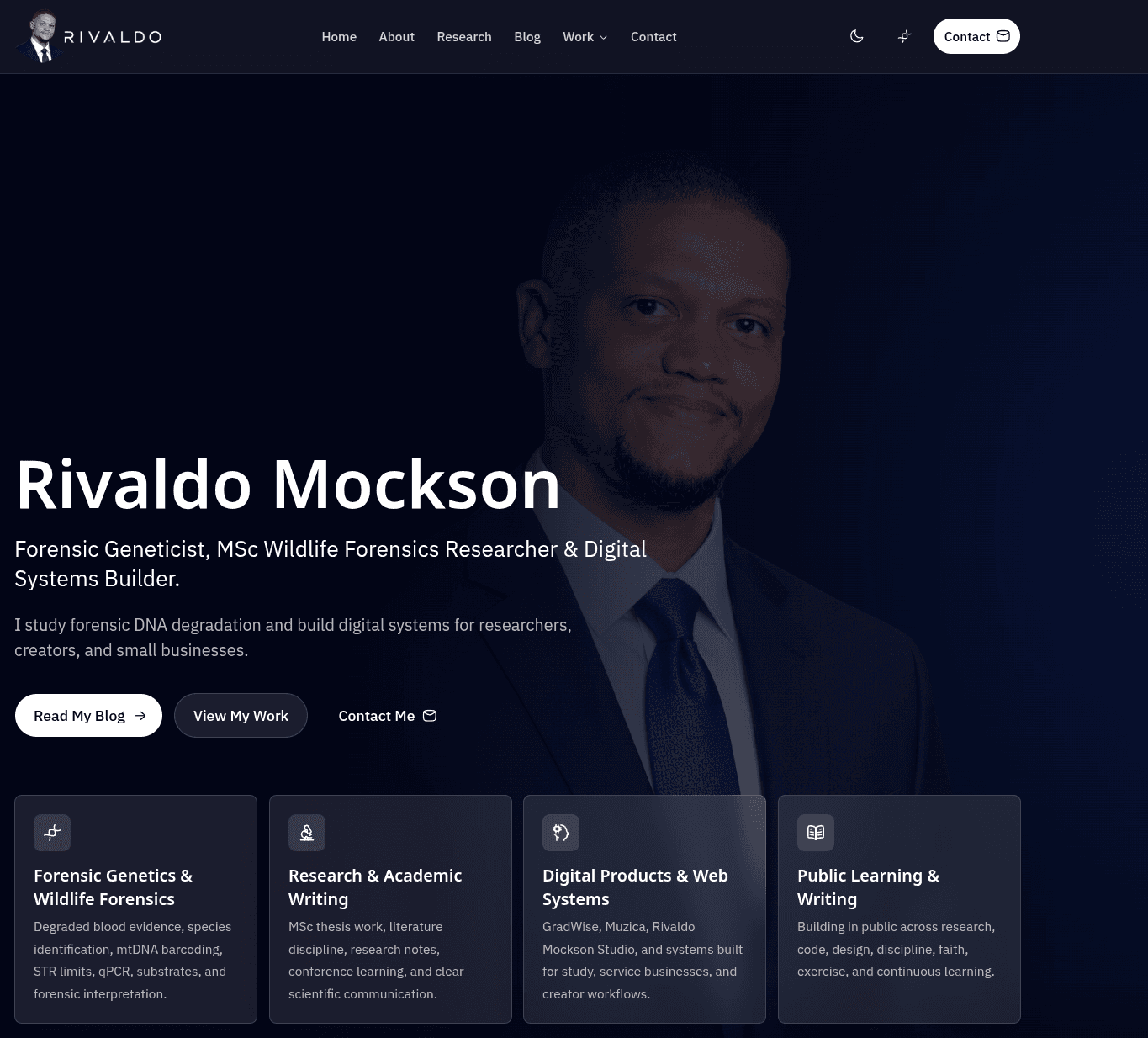 Rivaldo Mockson personal blog website preview